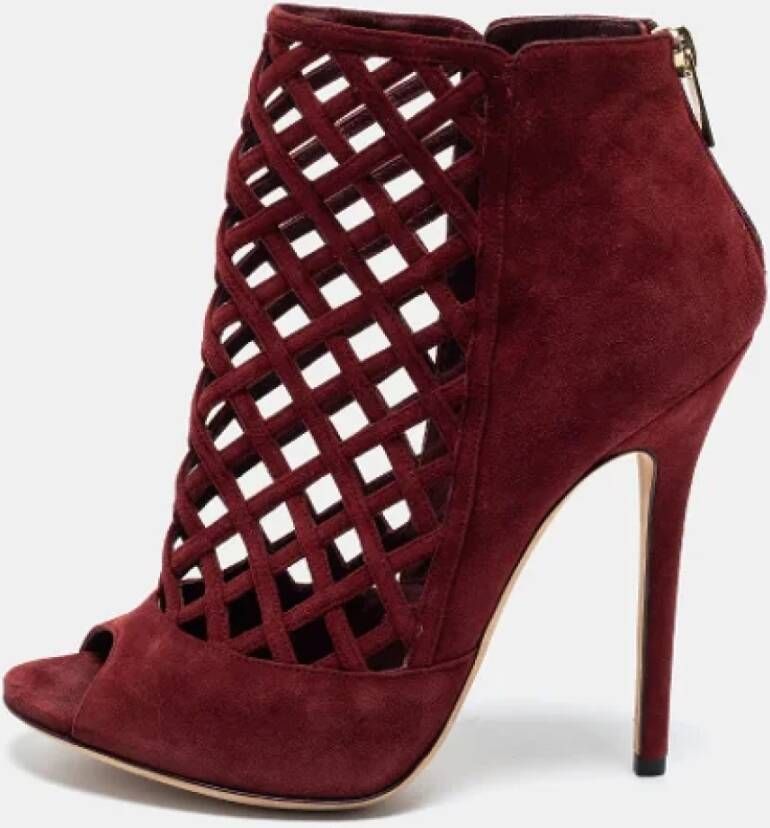 Jimmy Choo Pre-owned Suede boots Red Dames