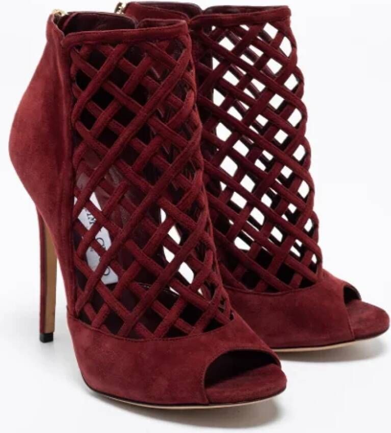 Jimmy Choo Pre-owned Suede boots Red Dames