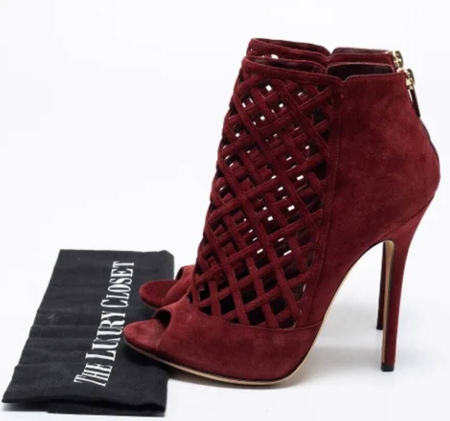 Jimmy Choo Pre-owned Suede boots Red Dames