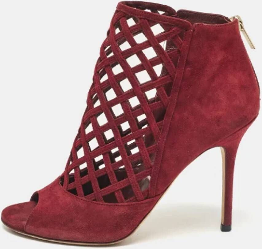 Jimmy Choo Pre-owned Suede boots Red Dames