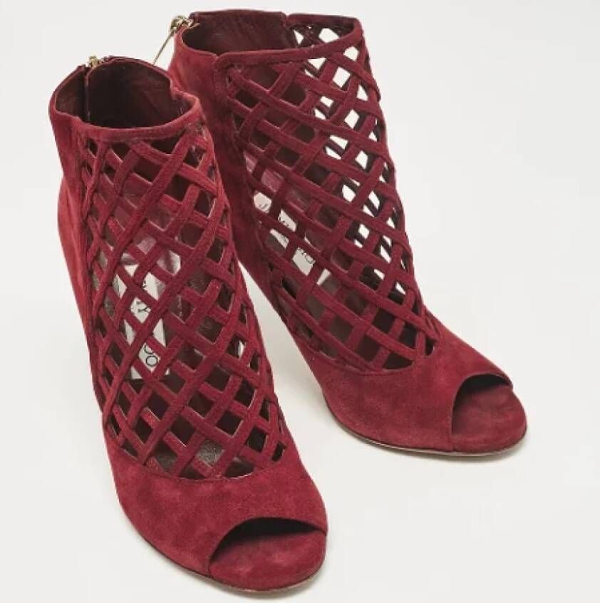 Jimmy Choo Pre-owned Suede boots Red Dames