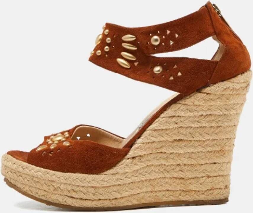 Jimmy Choo Pre-owned Suede espadrilles Brown Dames