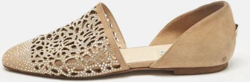 Jimmy Choo Pre-owned Suede flats Beige Dames