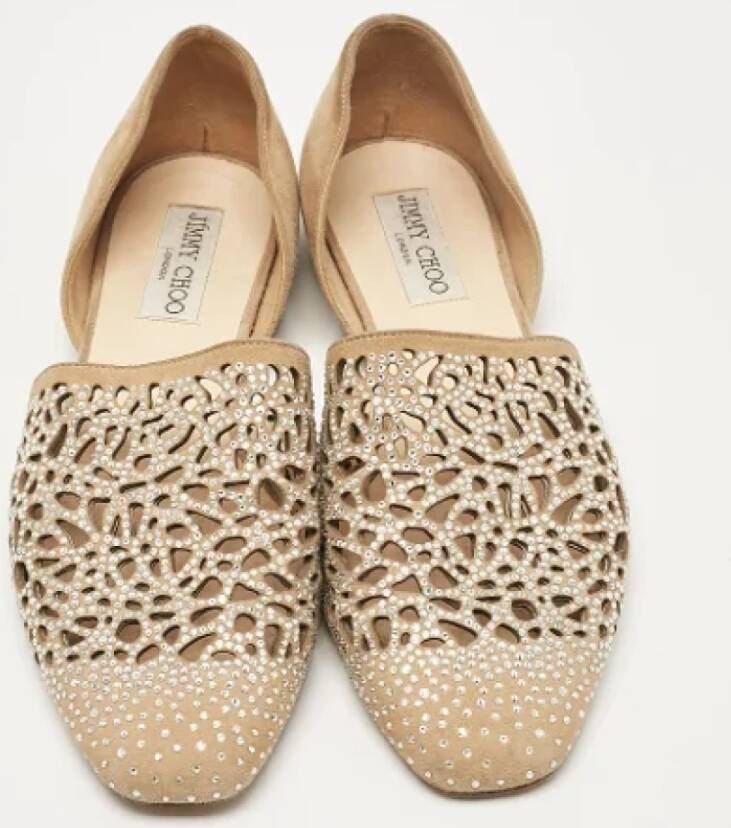 Jimmy Choo Pre-owned Suede flats Beige Dames