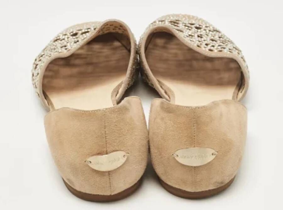 Jimmy Choo Pre-owned Suede flats Beige Dames