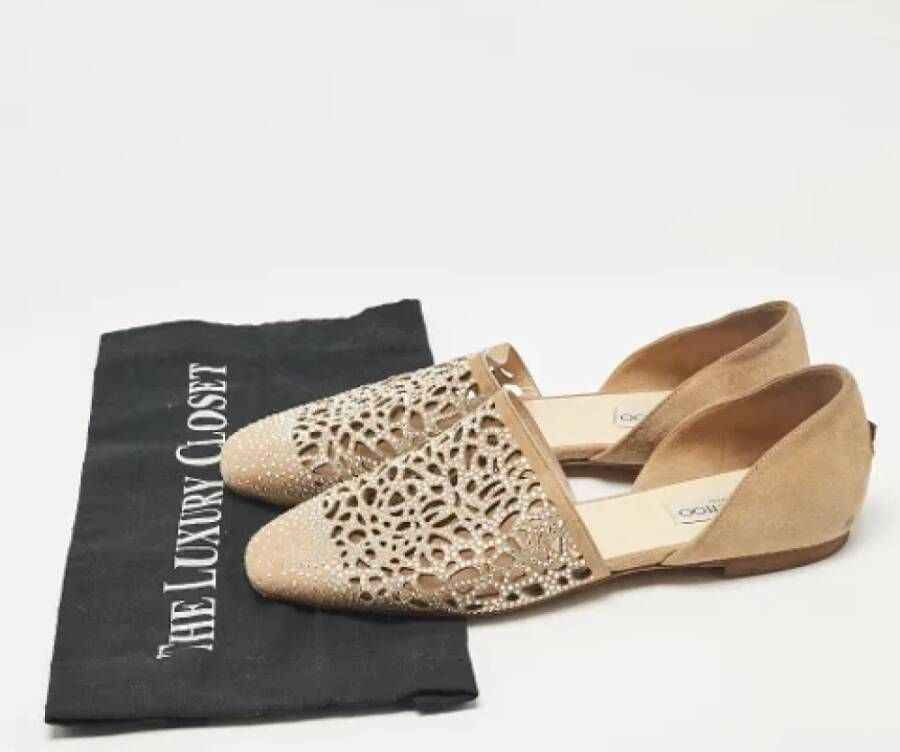 Jimmy Choo Pre-owned Suede flats Beige Dames