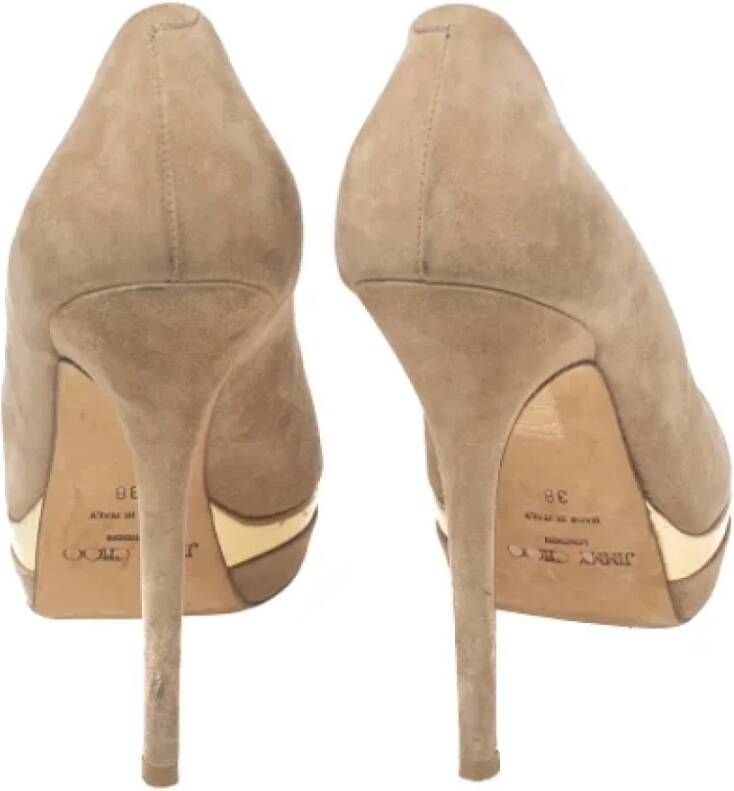 Jimmy Choo Pre-owned Suede heels Beige Dames