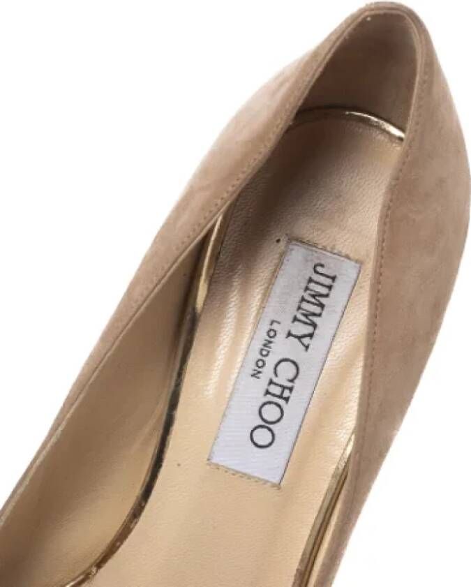 Jimmy Choo Pre-owned Suede heels Beige Dames