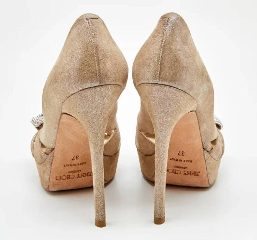 Jimmy Choo Pre-owned Suede heels Beige Dames