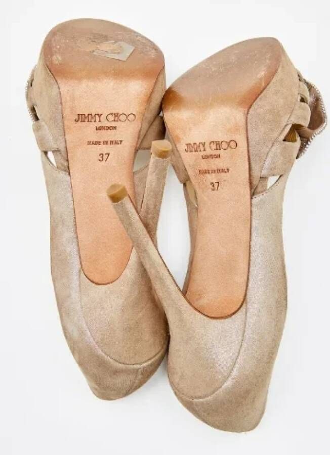 Jimmy Choo Pre-owned Suede heels Beige Dames