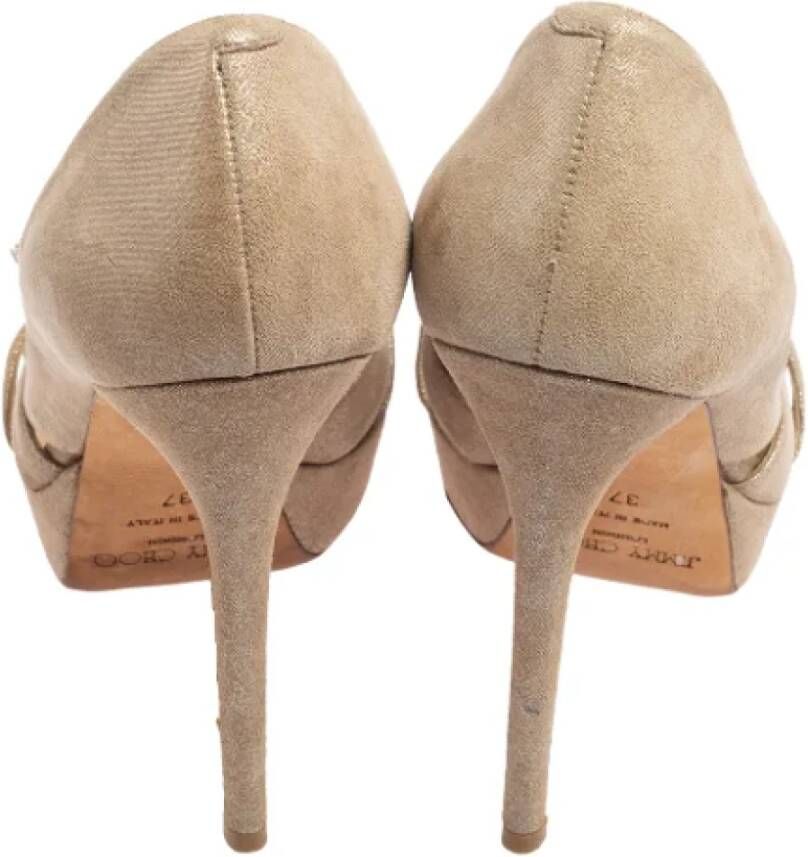 Jimmy Choo Pre-owned Suede heels Beige Dames