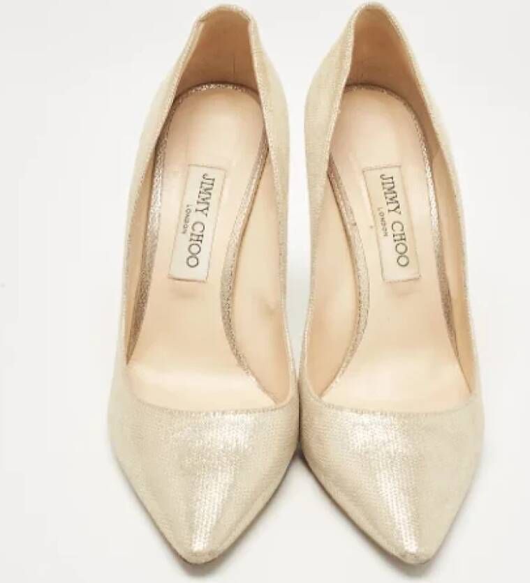 Jimmy Choo Pre-owned Suede heels Beige Dames