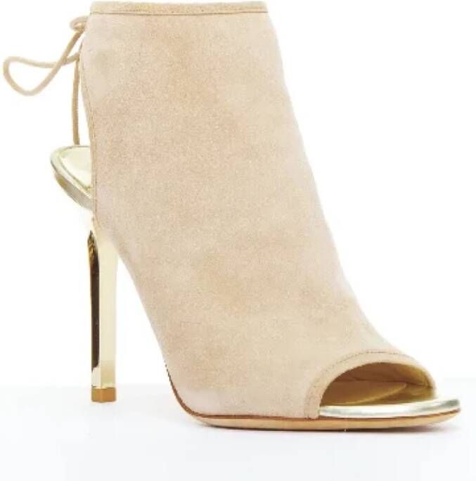 Jimmy Choo Pre-owned Suede heels Beige Dames