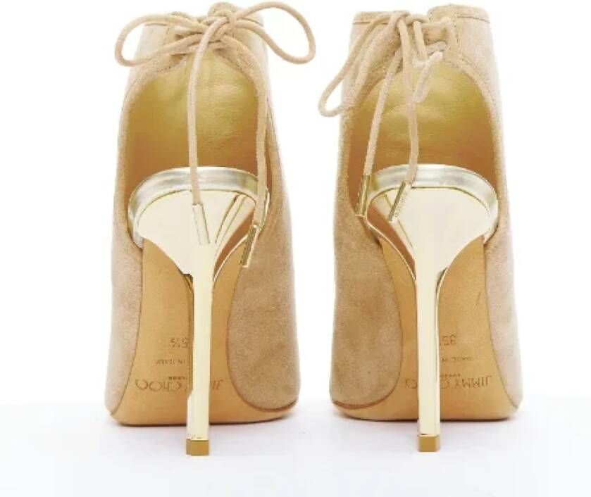 Jimmy Choo Pre-owned Suede heels Beige Dames