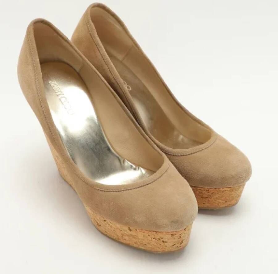 Jimmy Choo Pre-owned Suede heels Beige Dames