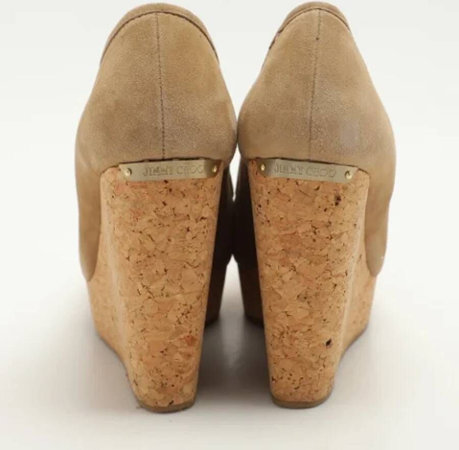 Jimmy Choo Pre-owned Suede heels Beige Dames