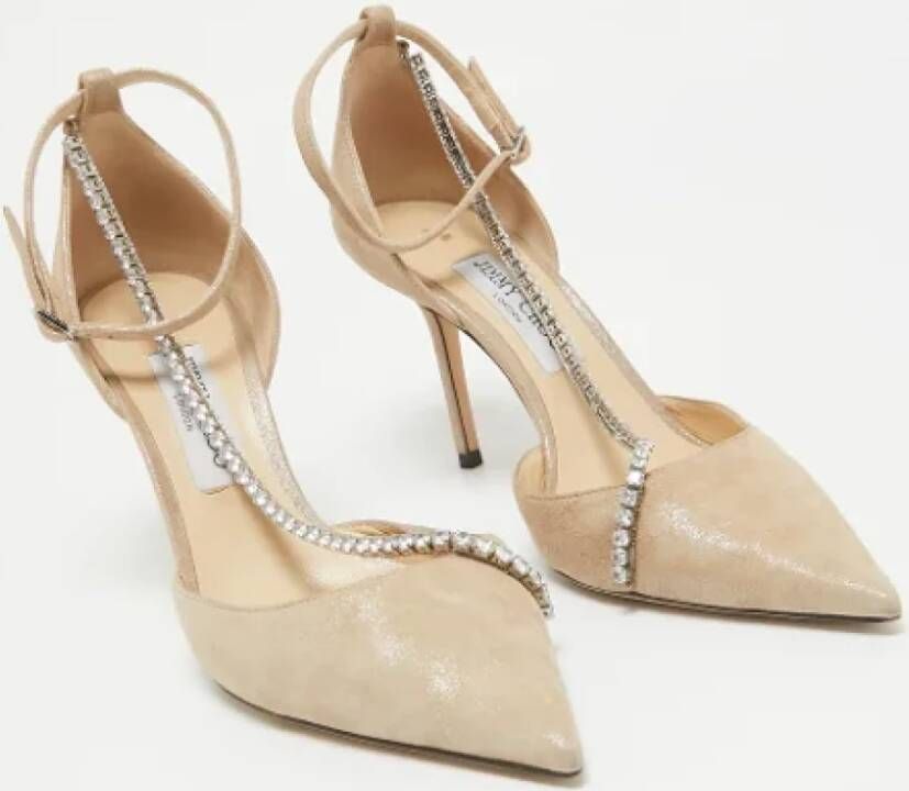 Jimmy Choo Pre-owned Suede heels Beige Dames