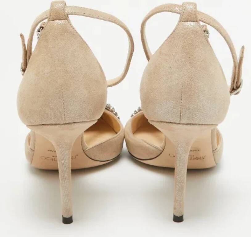 Jimmy Choo Pre-owned Suede heels Beige Dames