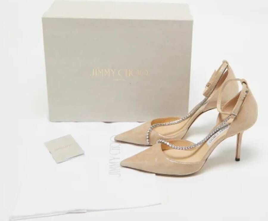 Jimmy Choo Pre-owned Suede heels Beige Dames