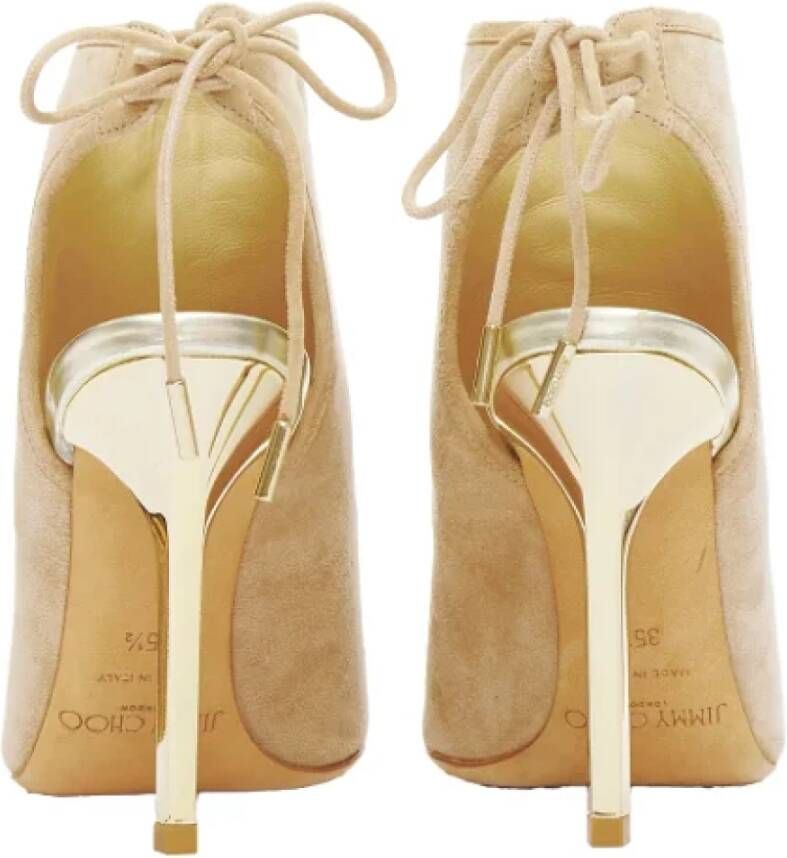 Jimmy Choo Pre-owned Suede heels Beige Dames