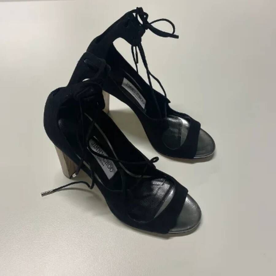 Jimmy Choo Pre-owned Suede heels Black Dames