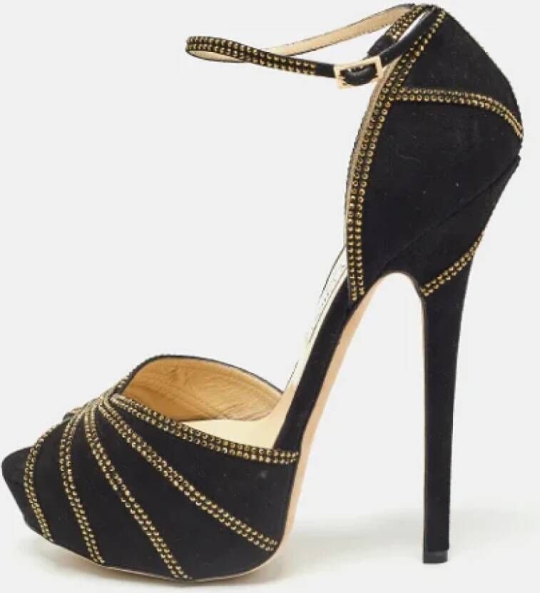 Jimmy Choo Pre-owned Suede heels Black Dames