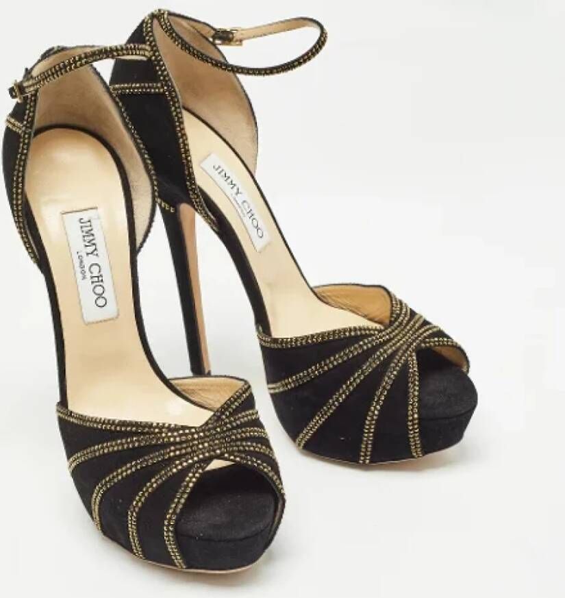 Jimmy Choo Pre-owned Suede heels Black Dames