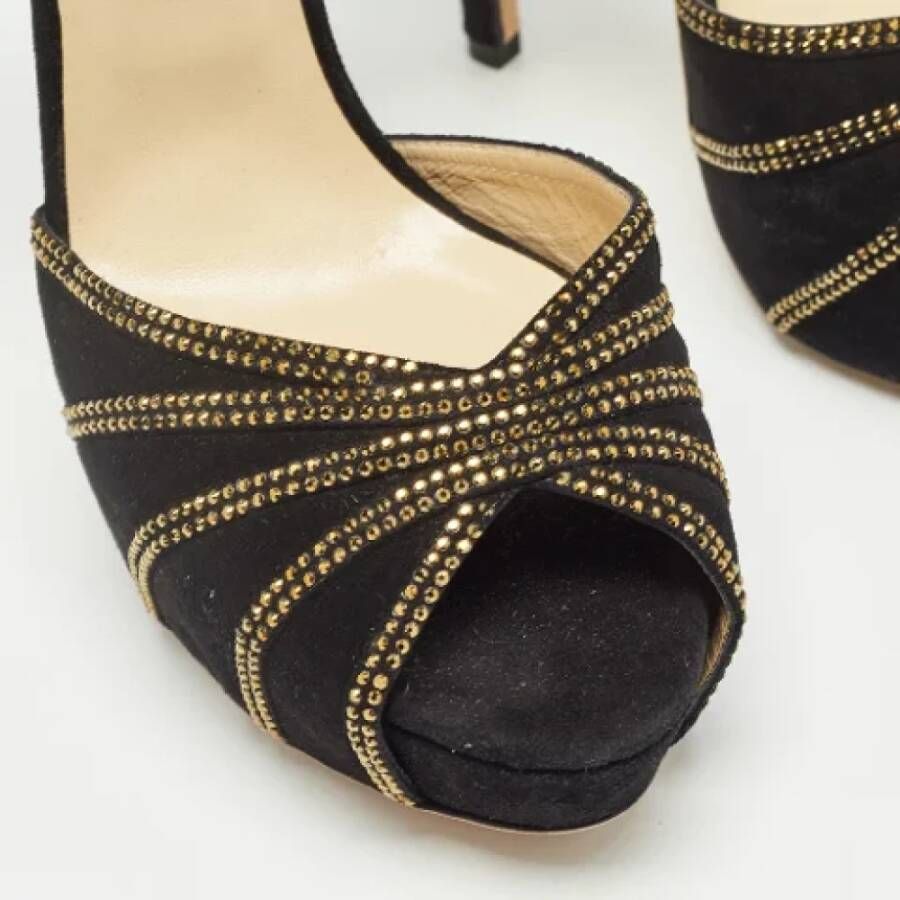 Jimmy Choo Pre-owned Suede heels Black Dames