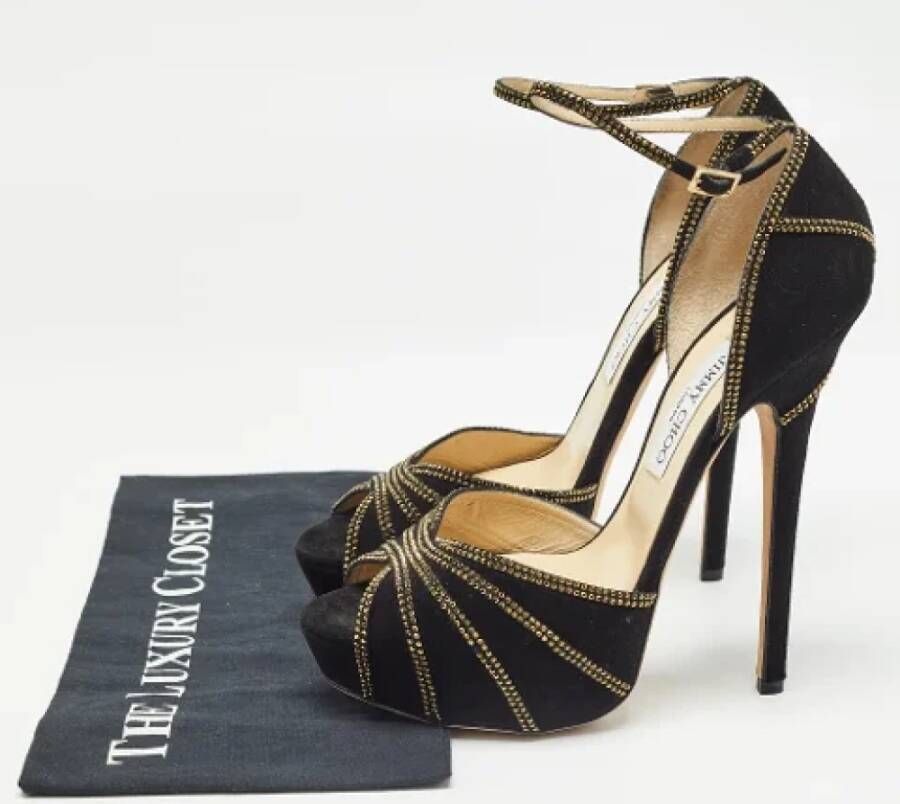 Jimmy Choo Pre-owned Suede heels Black Dames