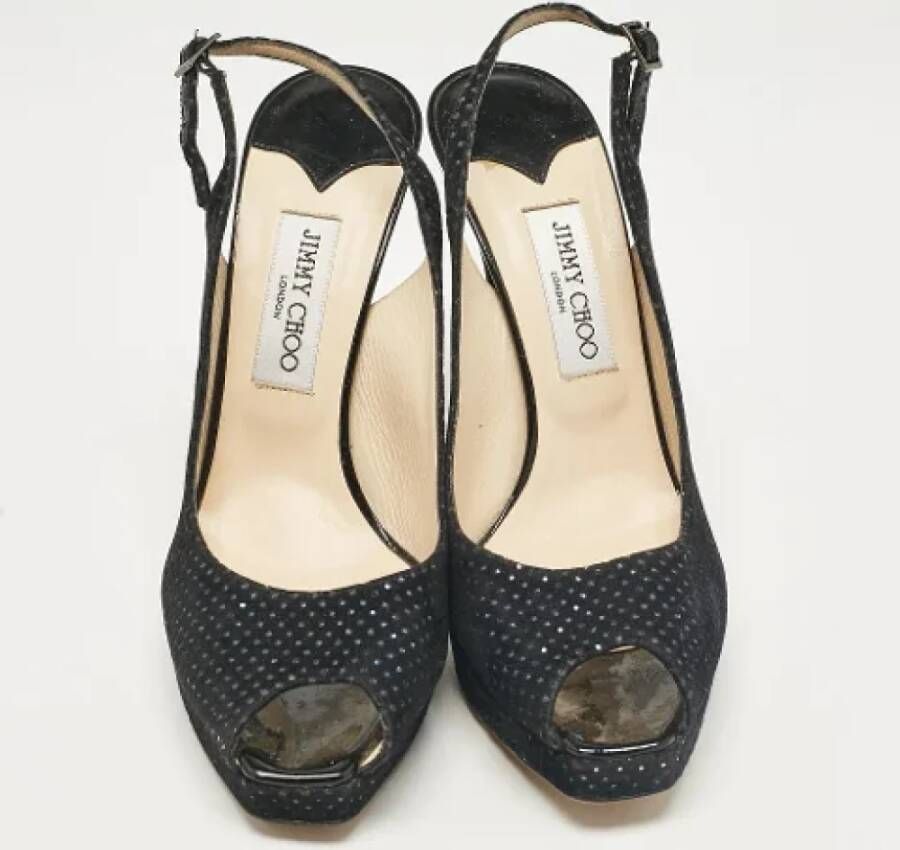 Jimmy Choo Pre-owned Suede heels Black Dames