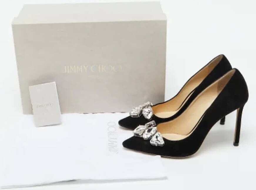 Jimmy Choo Pre-owned Suede heels Black Dames