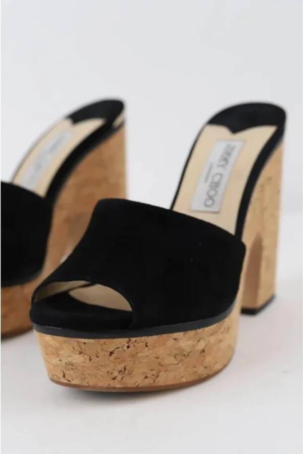 Jimmy Choo Pre-owned Suede heels Black Dames