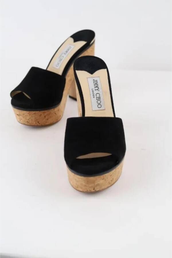 Jimmy Choo Pre-owned Suede heels Black Dames