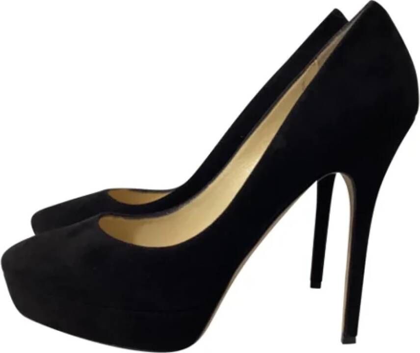 Jimmy Choo Pre-owned Suede heels Black Dames