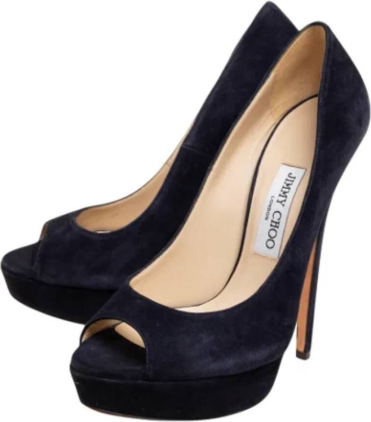 Jimmy Choo Pre-owned Suede heels Blue Dames