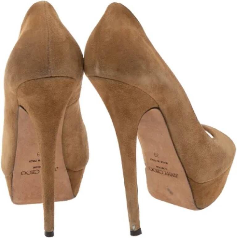 Jimmy Choo Pre-owned Suede heels Brown Dames