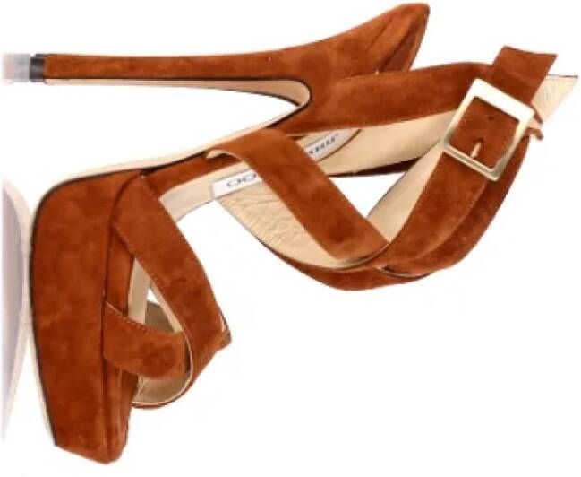 Jimmy Choo Pre-owned Suede heels Brown Dames