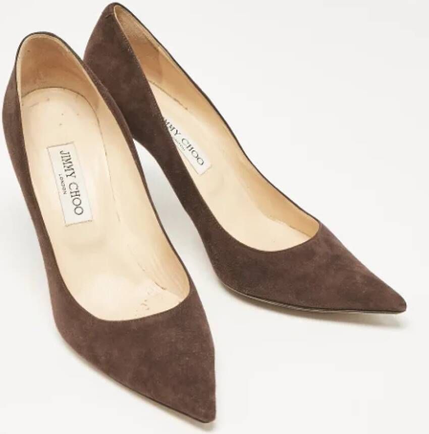 Jimmy Choo Pre-owned Suede heels Brown Dames