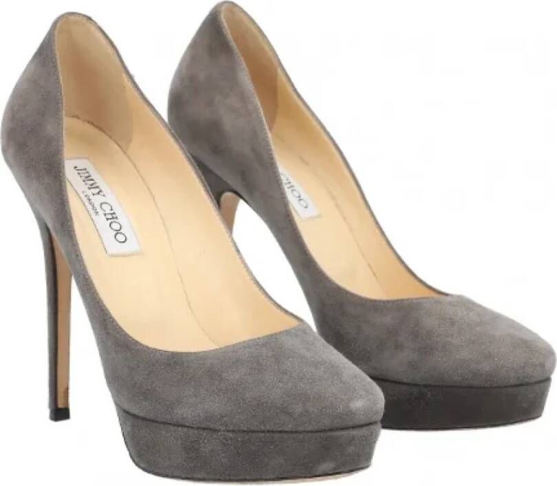 Jimmy Choo Pre-owned Suede heels Gray Dames