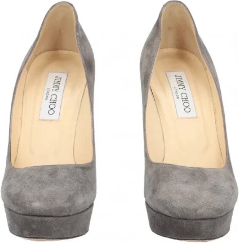 Jimmy Choo Pre-owned Suede heels Gray Dames