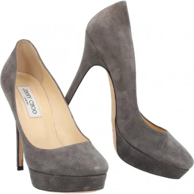 Jimmy Choo Pre-owned Suede heels Gray Dames