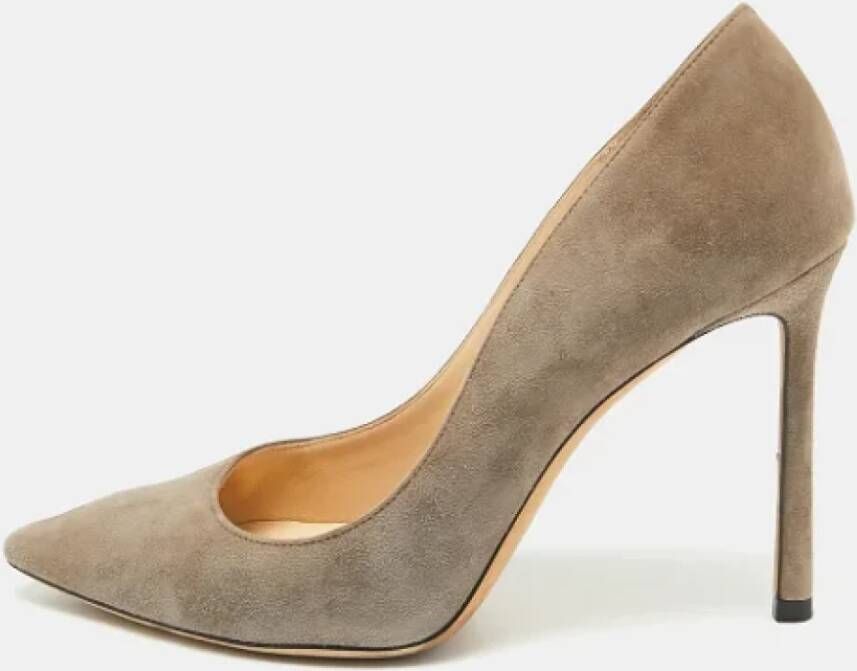 Jimmy Choo Pre-owned Suede heels Gray Dames