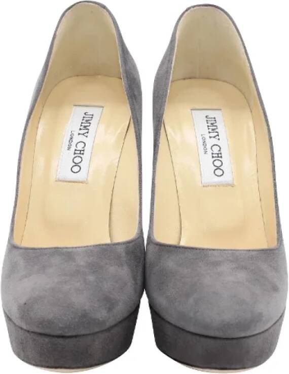 Jimmy Choo Pre-owned Suede heels Gray Dames