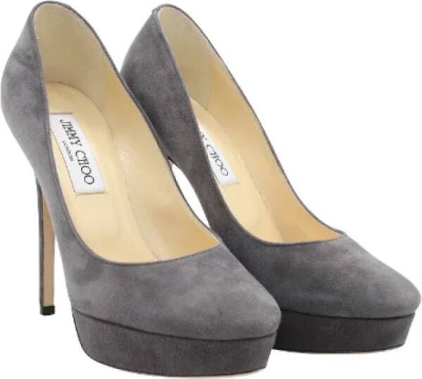 Jimmy Choo Pre-owned Suede heels Gray Dames