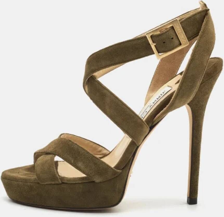 Jimmy Choo Pre-owned Suede heels Green Dames