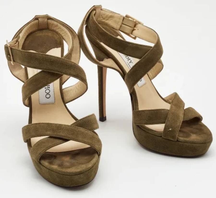 Jimmy Choo Pre-owned Suede heels Green Dames