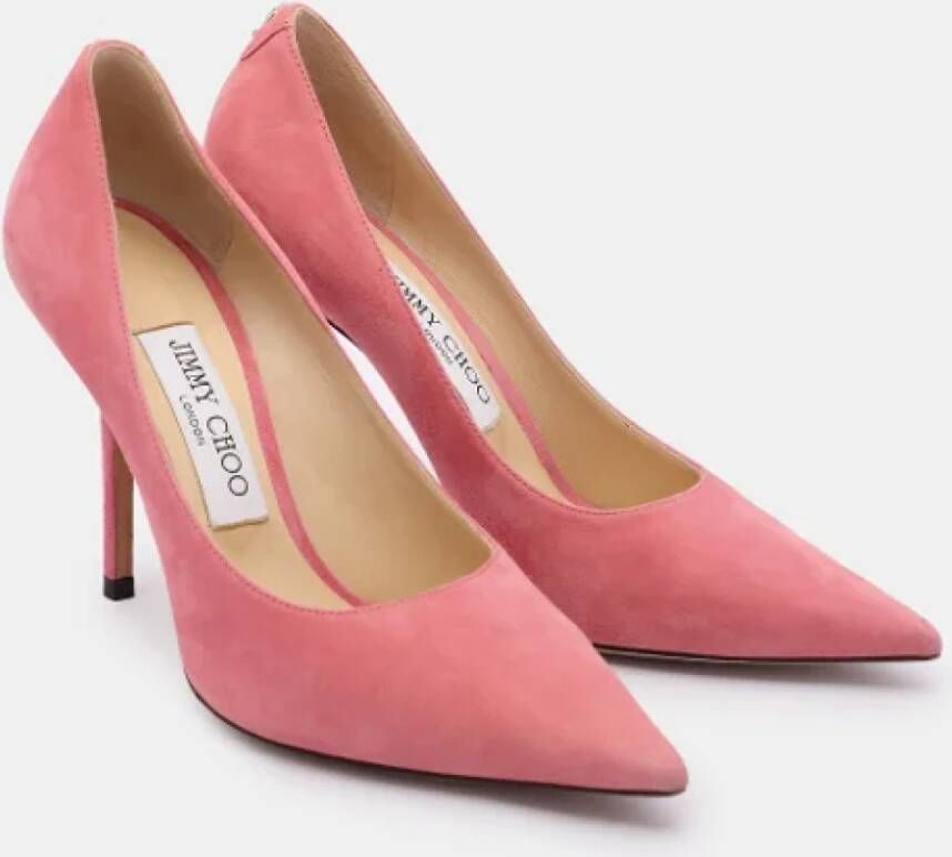 Jimmy Choo Pre-owned Suede heels Pink Dames