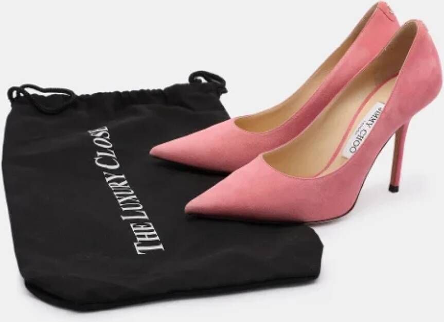 Jimmy Choo Pre-owned Suede heels Pink Dames