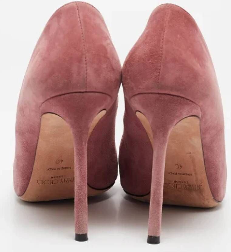 Jimmy Choo Pre-owned Suede heels Pink Dames