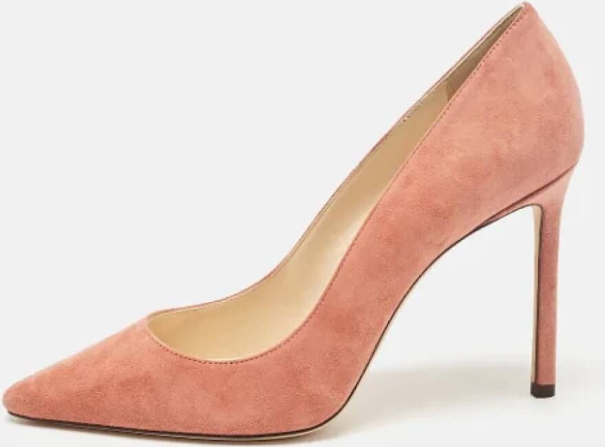 Jimmy Choo Pre-owned Suede heels Pink Dames